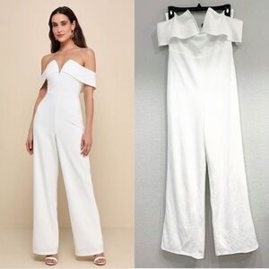 NWOT‎ Lulus My Favorite Night Ivory Off-the-Shoulder Jumpsuit